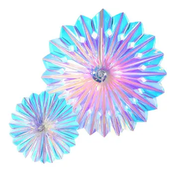 

Iridescent Hanging Decorations Round Foil Decorative Folding Fans Rainbow Shine Party Ornaments for Bridal Shower