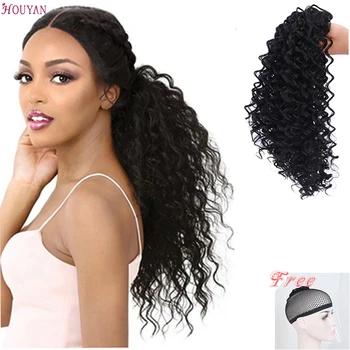 

HOUYAN Hot Afro Kinky Curly Closure Brazilian Hair Bundles Invisible Wire Drawstring Ponytail False hair