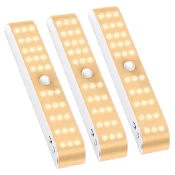 

USB rechageable battery Motion sensor Under Cabinet Light Night light lamp for wardrobe kitchen wine closet step 30 20 leds