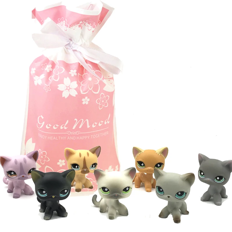 pet shop lps standing cat 7 шт./пакет Редкие литл пет шоп игрушки лпс стоячки игрушки стоят Серый Белый короткошерстая кошка Коллекция старый