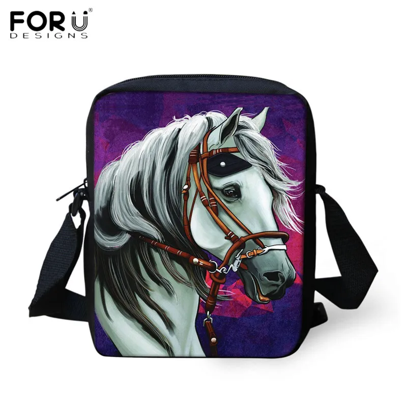 FORUDESIGNS/сумки-мессенджеры с животными для детей, девочек, мальчиков, лошадь, 3D принт, мини сумка через плечо, модная женская Повседневная сумка на плечо, Bolsa - Цвет: HX603E
