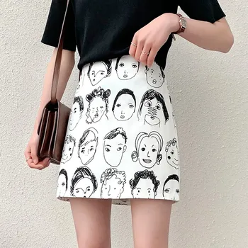 

Sim Print Mini Skirts Fashion Printed Women Skirt Sexy High Waist Thin Skirt