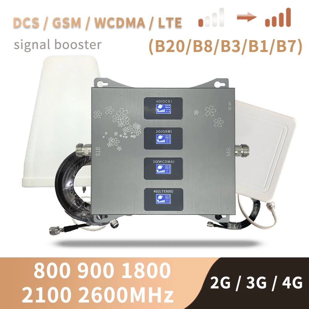 LTE B20 800 850 1800 2100 2600 Mhz Four Band Cellular Amplifier 4G