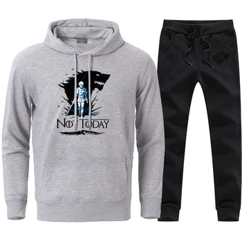 

Not Today Arya Game of Thrones Hoodies Mens Autumn Winter Fleece Sweatshirt Fleece Warm Streetwear 2020 Man Brand Sweatpant Suit