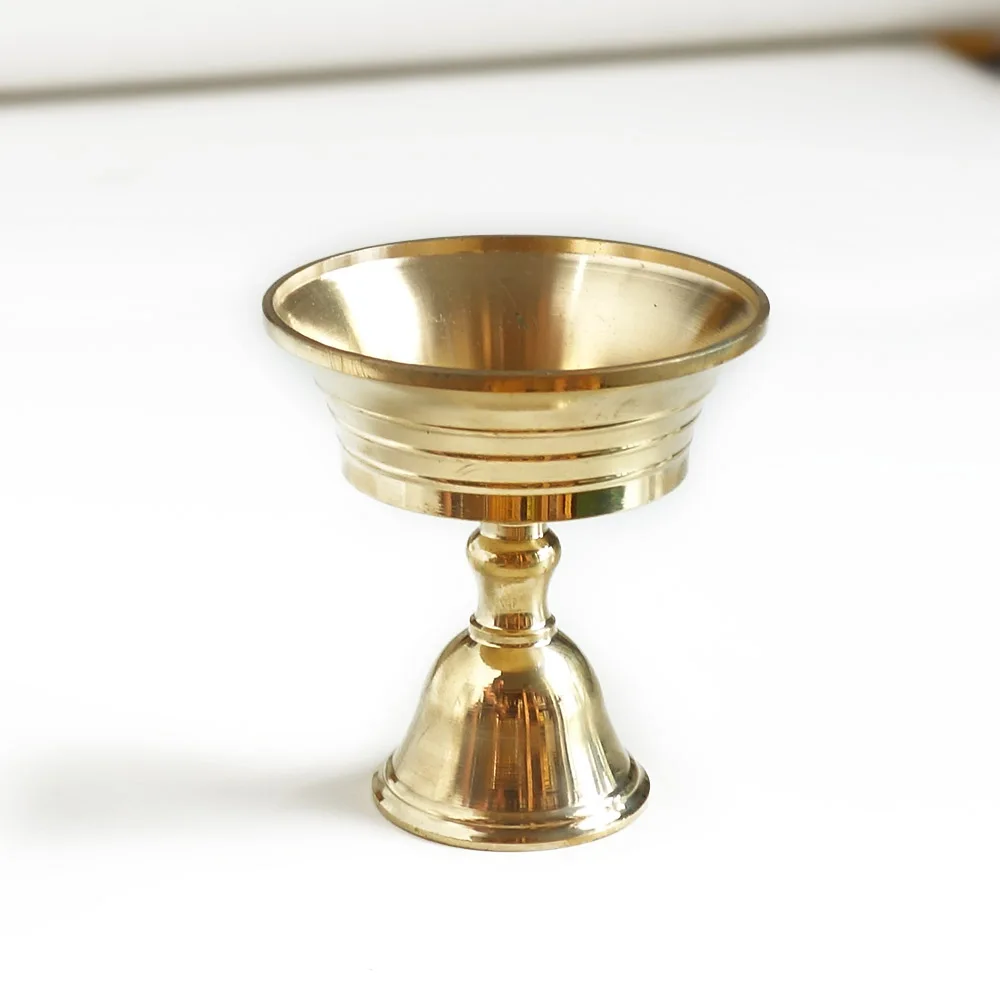 Ghee держатель лампы Тибетский латунный Медный подсвечник масло лампа буддийские