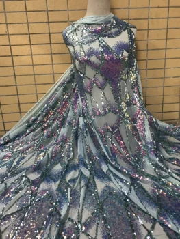 

New coming JIANXI.C-98505 embroidered sequins net lace fabric with good quality