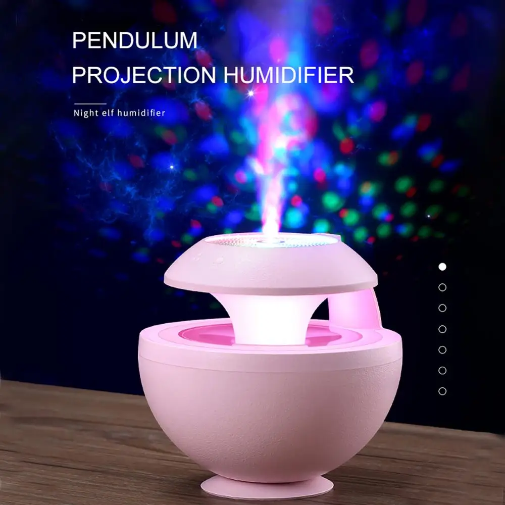 

400ml Backlight 6 in 1 USB ELF Night Light Shimmer Projection Humidifier for Home Car Aroma LED Humidifier Air Diffuser Purifier