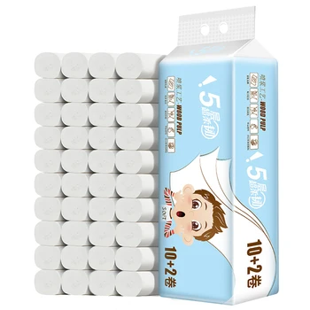 

12pcs Coreless Toilet Paper Roll Household 4-layer Thickened Soft Safe Wood Pulp Bath Toilet Roll Paper Tissue Roll