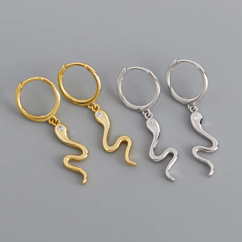 

Snake Earrings Genuine 925 Sterling Silver Snake Drop Earrings Delicate Simple Jewelry for Women Girls