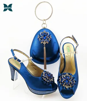 

2020 Shoes and Bag Sets Blue Color Italian design Shoes with Matching Bags High Quality Women Shoes and Bag To Match for Party
