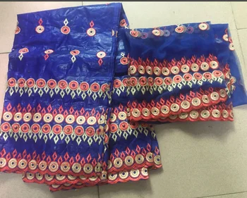 

New African BAZIN Riche Net Lace Fabric With Diamond Embroidery african Punch Cotton Fabric 5 Yards For Dress