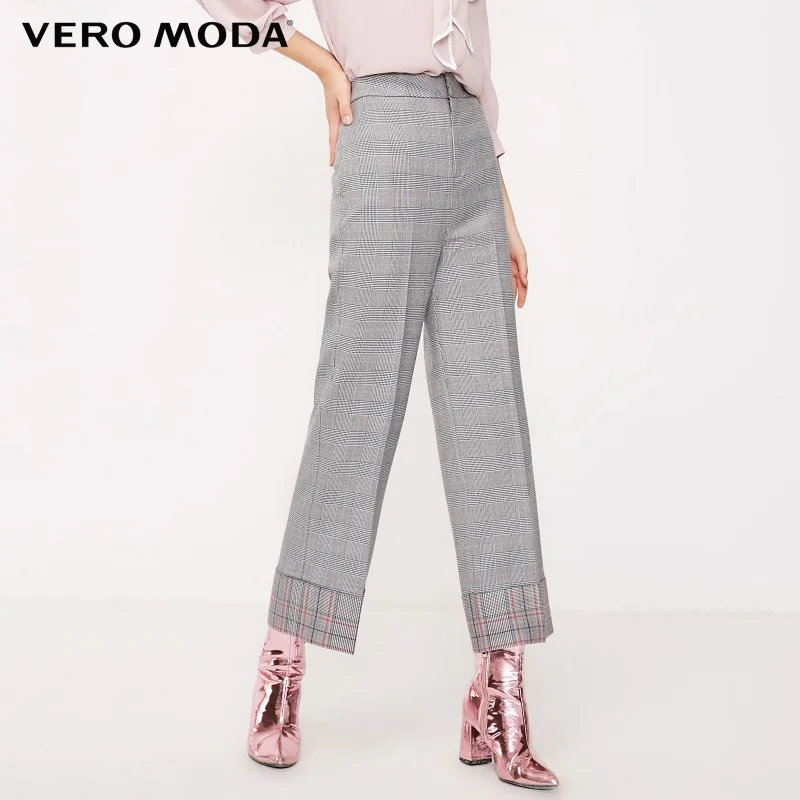 Vero Moda прямые брюки в клетку с завышенной талией в британском стиле, брюки | 319150503