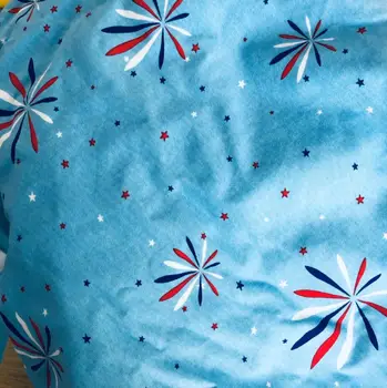 

4th of july star blue red Patchwork baby girl boy diy Shirt skirt Cloth knitted handmade dcotton spandex lycra knit fabric