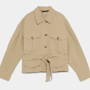 

PUWD Spring and Autumn New European and American Style Short Loose Leisure Cotton Shirt Jacket for Women