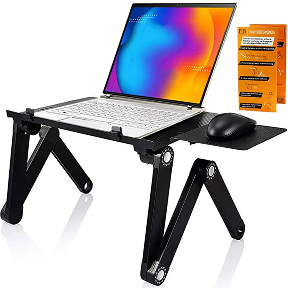 Складной регулируемый ноутбук/ноутбук алюминиевый стол/кронштейн с большим охлаждающим вентилятором и коврик для мыши сбоку для планшета ноутбука MacBook - Цвет: Big fan