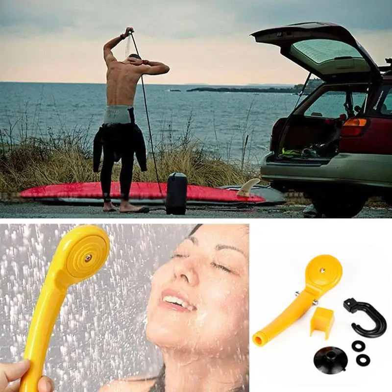 Cabeça de Chuveiro ao ar Arruela com Tubo de Água Portátil Elétrica Borracha Amarelo Carro Livre Caravana Van 12 v 9 caravana arruela com tubo de água van