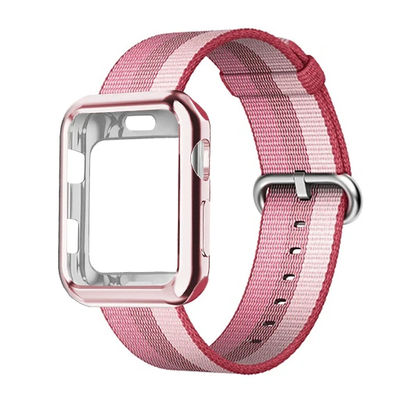 Чехол+ ремешок для apple watch band тканый нейлон apple watch 4 3 band 44 мм/40 мм iwatch band 42 мм/38 мм correa браслет аксессуары для часов - Цвет ремешка: 23