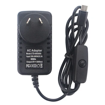 

Computer Adapter Charger Power Supply Plug Cable Type C Switching Button Accessories Electronics 5V 3A For Raspberry Pi 4B