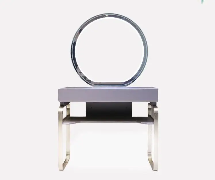 Barber shop mirror simple high-end hair salon with light hairdressing mirror stainless steel European table studio makeup