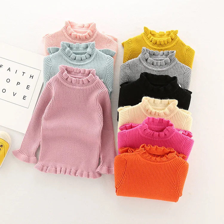 

Girl'S Sweater Autumn And Winter New Style Children Knitted Versatile Solid Color Core-Spun Yarn dan li shan Crew Neck Pullover