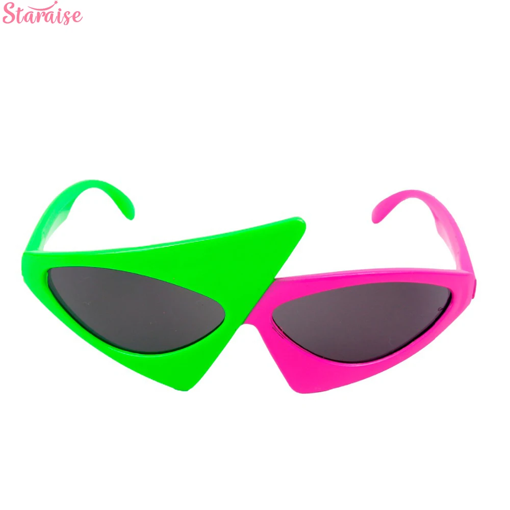 Staraise-gafas triangulares asimétricas para fiesta, anteojos de sol con divertido contraste verde y rosa, estilo Roy Purdy, Hip-Hop, decoraciones para fiesta