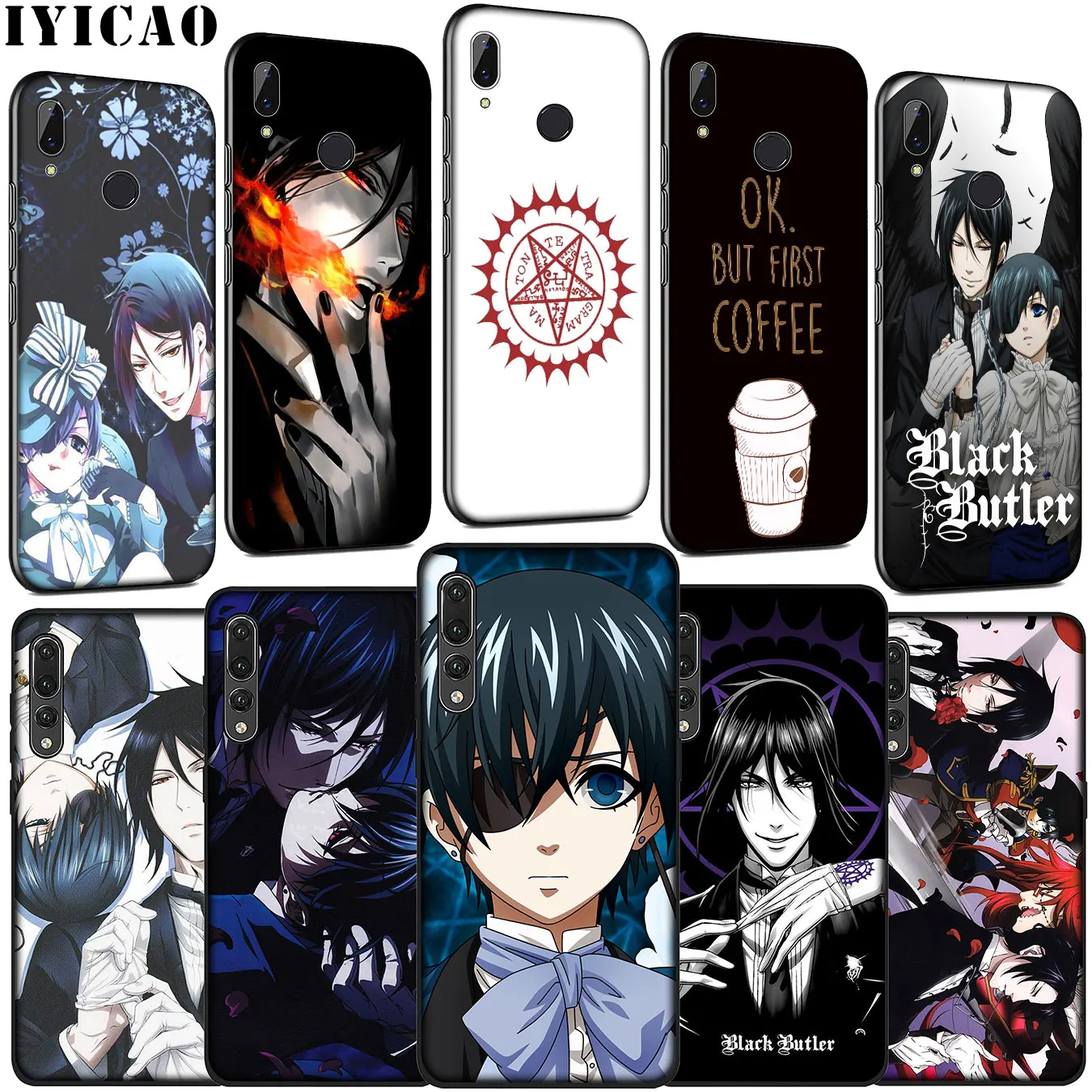 Black Butler Kuroshitsuji Soft Silicone Cover Case for Huawei P30 P20 Pro P10 P9 Lite Mini 2017 2016 P Smart Z Plus 2019 |