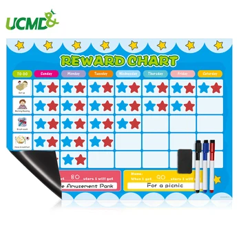 

Magnetic Calendar Star Reward Chart Responsibility Chore Planner Chart Good Behavior Development Educational Toy for Kids School