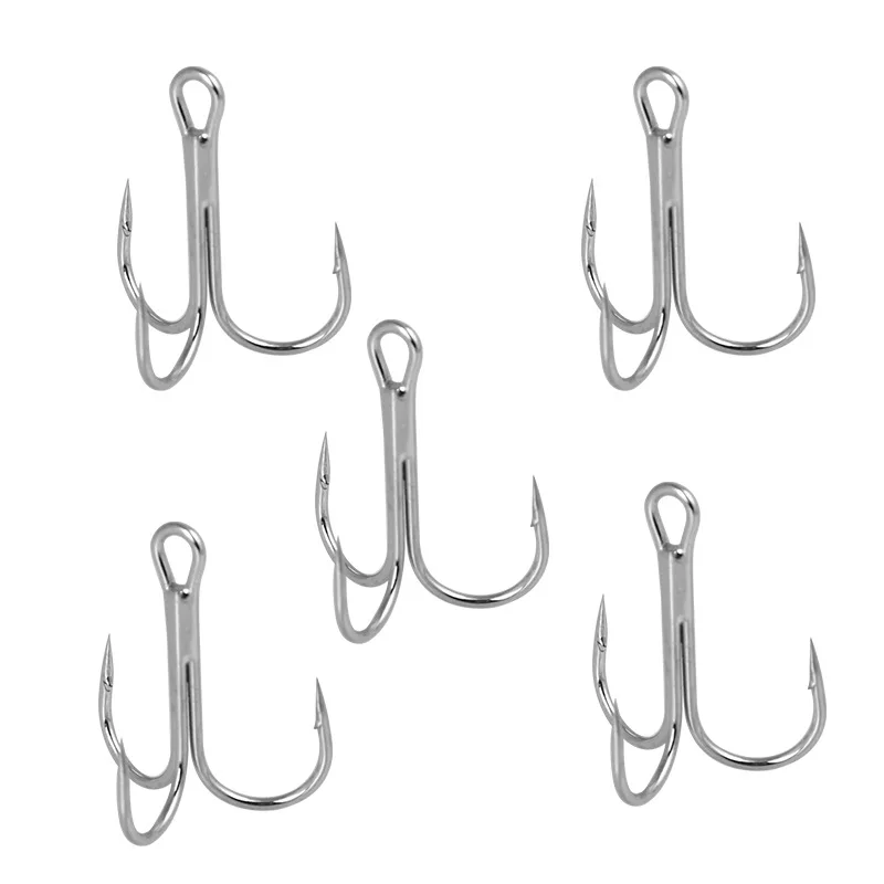 High Carbon Steel Fishing Hook 10Pcs/lot 2# 4# 6# 8# 10# 12# Treble Overturned Hooks Tackle Round Bend For Bass | Спорт и