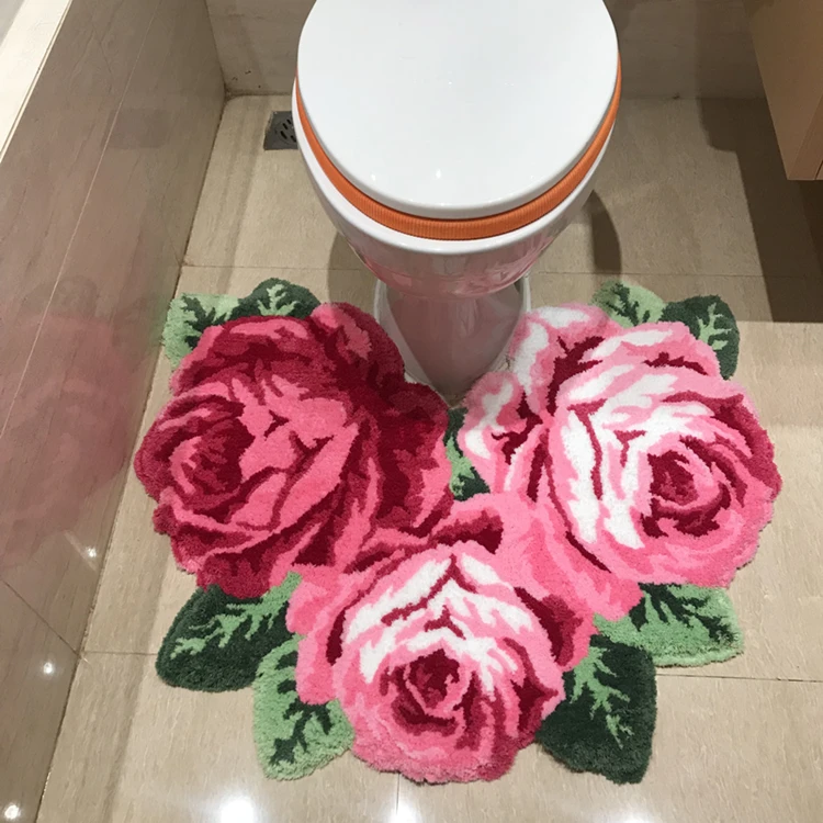 3D Красная Роза ковер для ванной комнаты ковер для гостиной розовые коврики с изображением цветов коврики для ванной противоскользящие