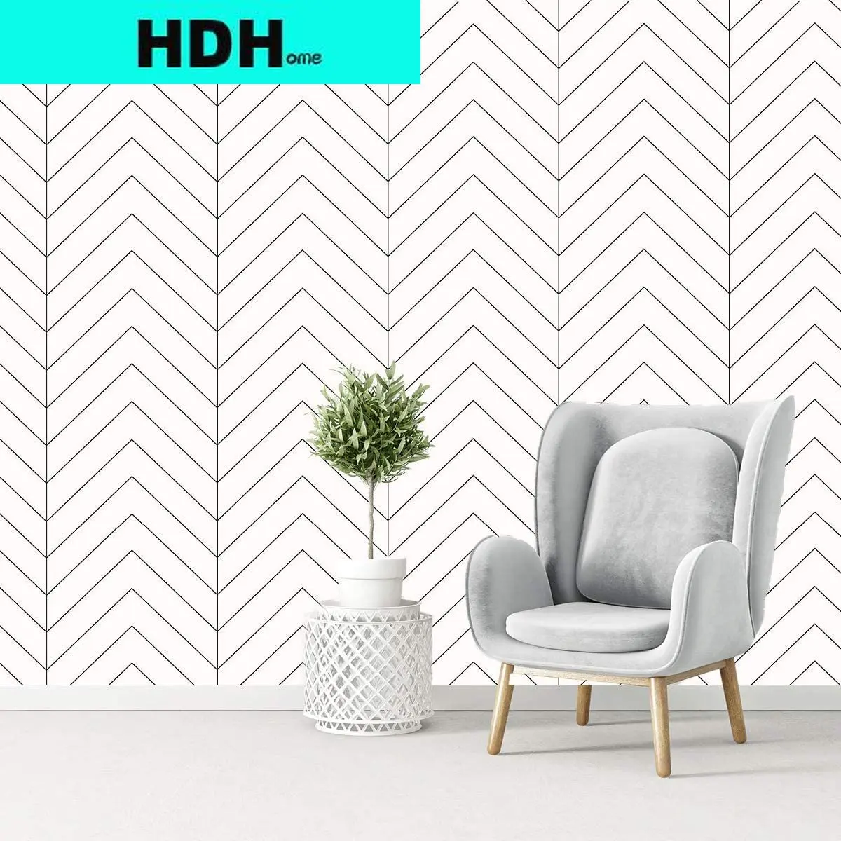 Geometric Black and White Wallpaper Herringbone Trellis Stripes Self Adhesive Wallpaper Modern Waterproof Removable Home Decor