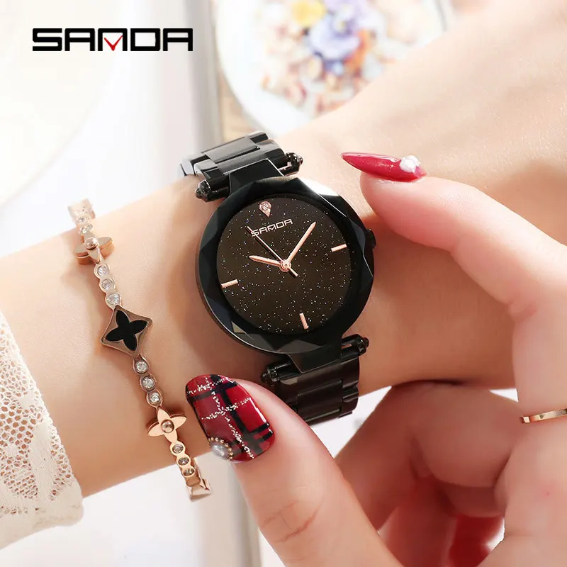 

SANDA Hot Sales Hot Selling Watch Women's Fashion WOMEN'S Watch Steel Belt Stars Ladies' Watch Waterproof Quartz Watch
