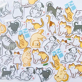 

45 pcs /Box Little Puppy & Cats Decorative Sticker Stick Label