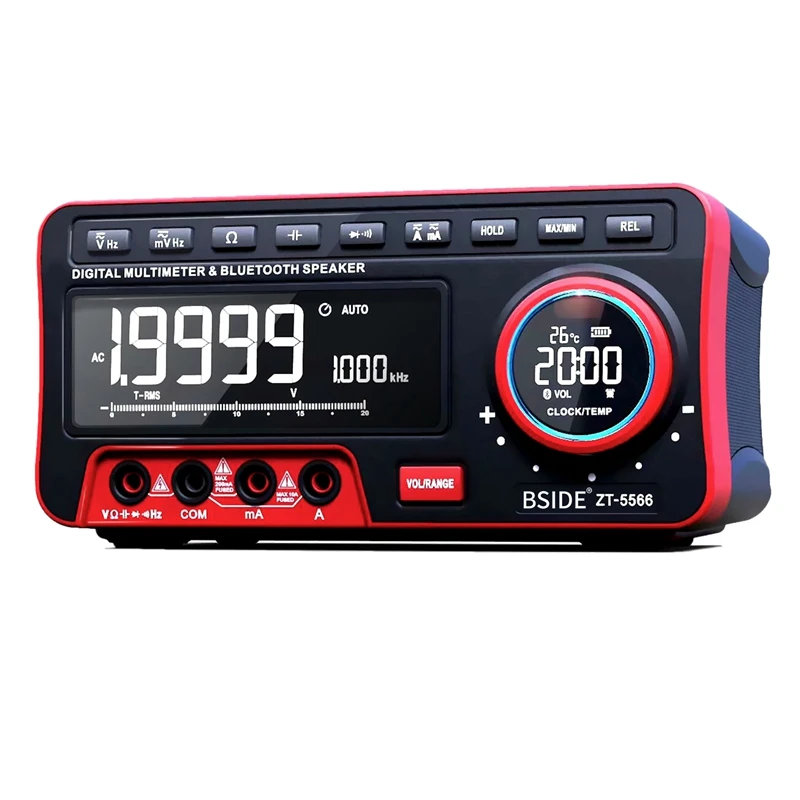 

BSIDE ZT-5566 Mini Desktop Multimeter Dual Screen EBTN 19999 Display Multimetro + Wireless Speaker Voltage Current Cap Hz Tester