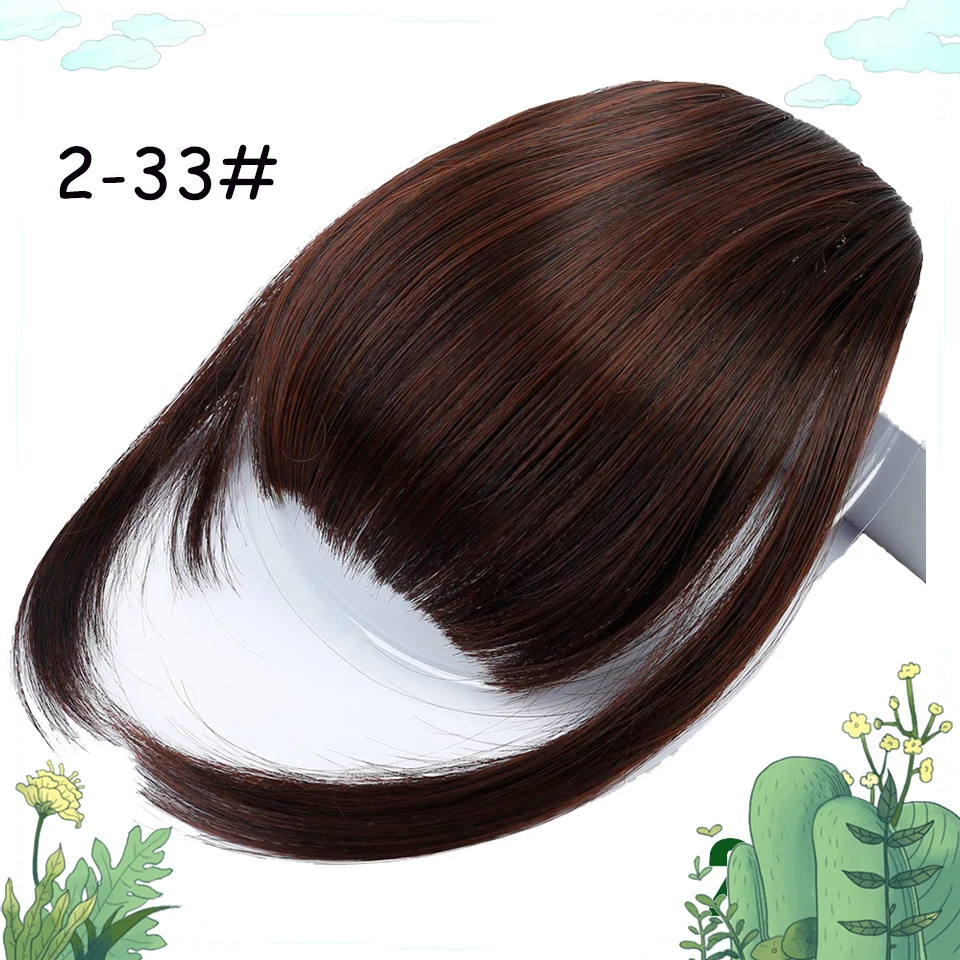 Поддельные короткие челки Клип В Наращивание волос Высокая температура Волокно синтетический коричневый модная челка матовый шелк аккуратный парик для женщин - Цвет: 80-2-33