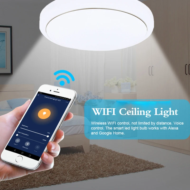 

LED Panel Ceiling Light 48W WIFI Smart Dimming Control 85-265V Modern Lamp For Home Lighting Remote Ceiling Light Living kitchen