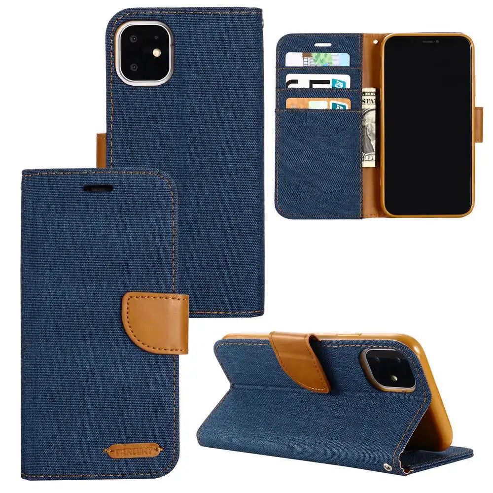 Джинсовый разноцветный Чехол-книжка из искусственной кожи для iPhone 11 Pro Max X XS XR XS Max 5 5S SE 6 6S 7 8 Plus, чехлы для телефонов
