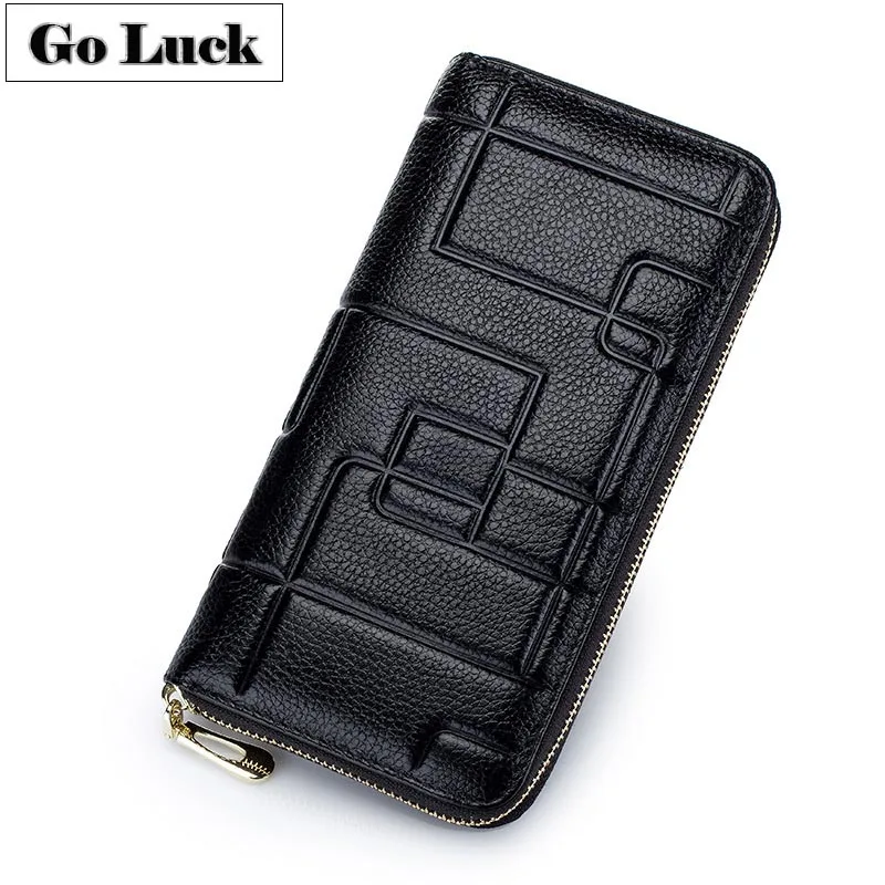 Бренд GO-LUCK, натуральная кожа, клатчи на каждый день, кошелек, женский, цифровой стиль, дизайн, кошелек, женский, на молнии, держатель для карт, чехол для телефона