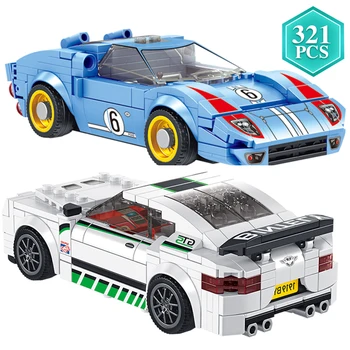 

Famous Car Series Building Blocks with Action Figures Racing Static Car Model Bricks Children Toys Birthday Festival Gift