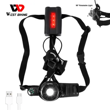 

WEST BIKING Bicycle Light USB Charge Night Safety Warning Running Flashlight LED Chest Lamp Outdoor Fishing Hiking Cycling Light