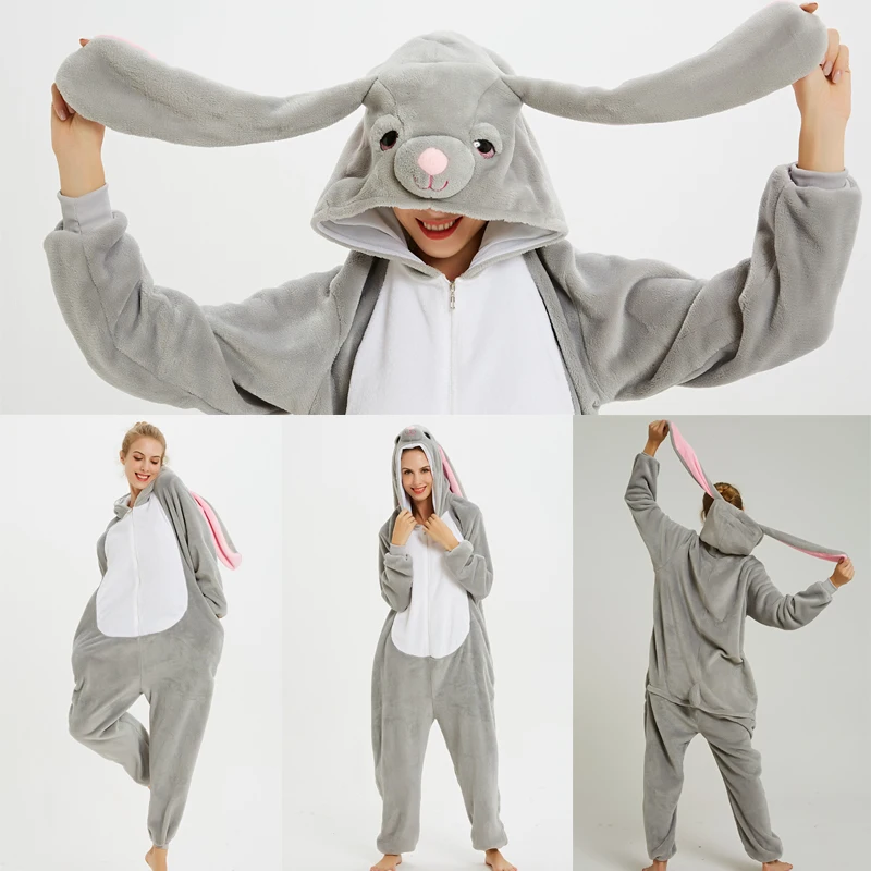 Adult Pajamas Adults Animal Kigurumi Pajamas Sleepwear Cosplay Onesie Women Men Winter Unisex Unicornio Rabbit Cartoon Unicorn Pajamas Nightie