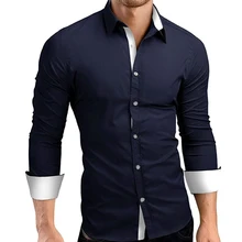 Модная мужская Роскошная рубашка с длинным рукавом Повседневная приталенная стильная блузка Рубашки Топы-MX8