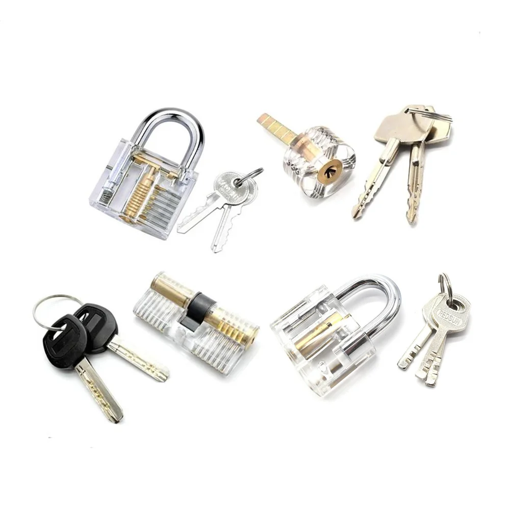 

4pcs/set Cutaway Lock Transparent Training Skill Professional Visable Practice Padlock Lock Pick For Locksmith tools