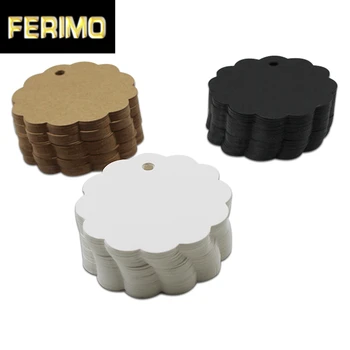 

2000Pcs/Lot 6*6cm Kraft Paper Party Gift Label Wish Greetings Card Circular Scalloped Blank Tags Label Clothing Price Hang Tag