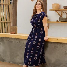 Дизайн, Европейский и американский стиль, стиль, шнуровка, вырез лодочкой, короткий рукав, высокая талия, большой подол, платье большого размера, праздничное P