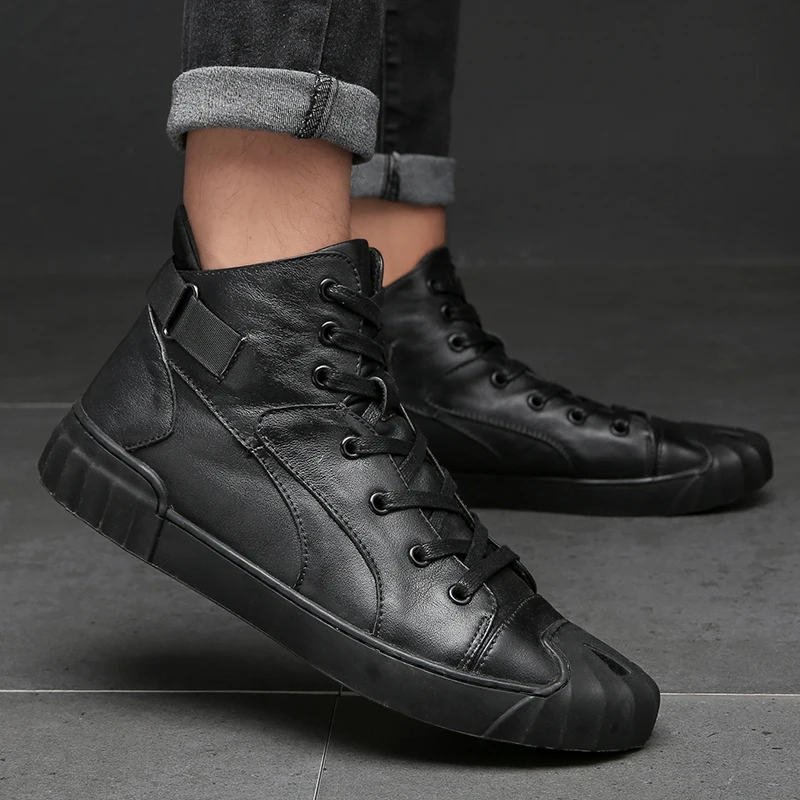 Мужские кожаные ботинки Martens зимняя обувь мужские мотоциклетные уличная из