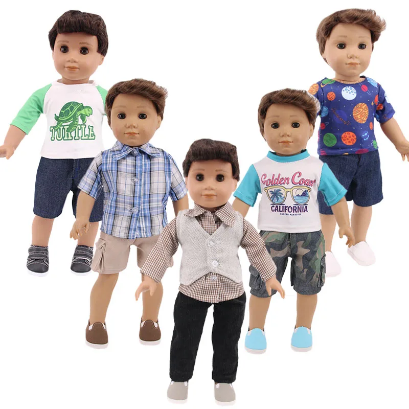 2Pcs/Set Doll Clothes Tops+Jeans For 43Cm Baby New Born Reborn Logan Boy Doll&18 Inch American Girl` For Our Generation Toy Gift