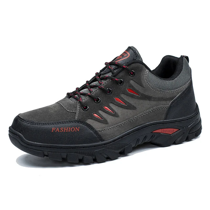 Outdoor Men Hiking Shoes Waterproof Anti-Slip Trekking Sneakers Male Mountain Climbing Shoes Lace Up Sport Shoes Big Size 39-44 - Цвет: gray