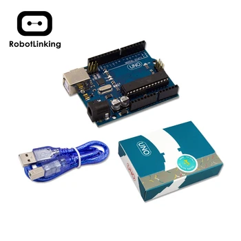 

RobotLinking UNO R3 For Arduino MEGA328P Original Chip ATMEGA16U2 With USB Cable + UNO R3 Retail Box