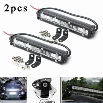 

2pcs 6-LED Single Row Work Light Bar Driving Fog Lamp Off Road 6000K Waterproof