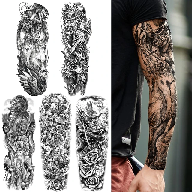 Spartan Warrior Temporary Tattoos Sleeve For Men Women Realistic Fake  Soldier Forest Demon Tattoo Sticker Full Arm Large Tatoos - Temporary  Tattoos - AliExpress